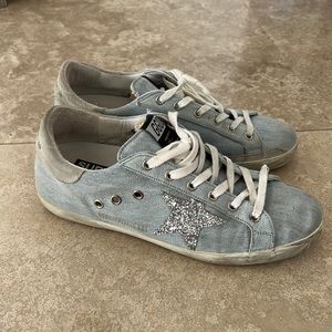 Golden Goose Super Star denim sneakers size 39 in perfect condition.